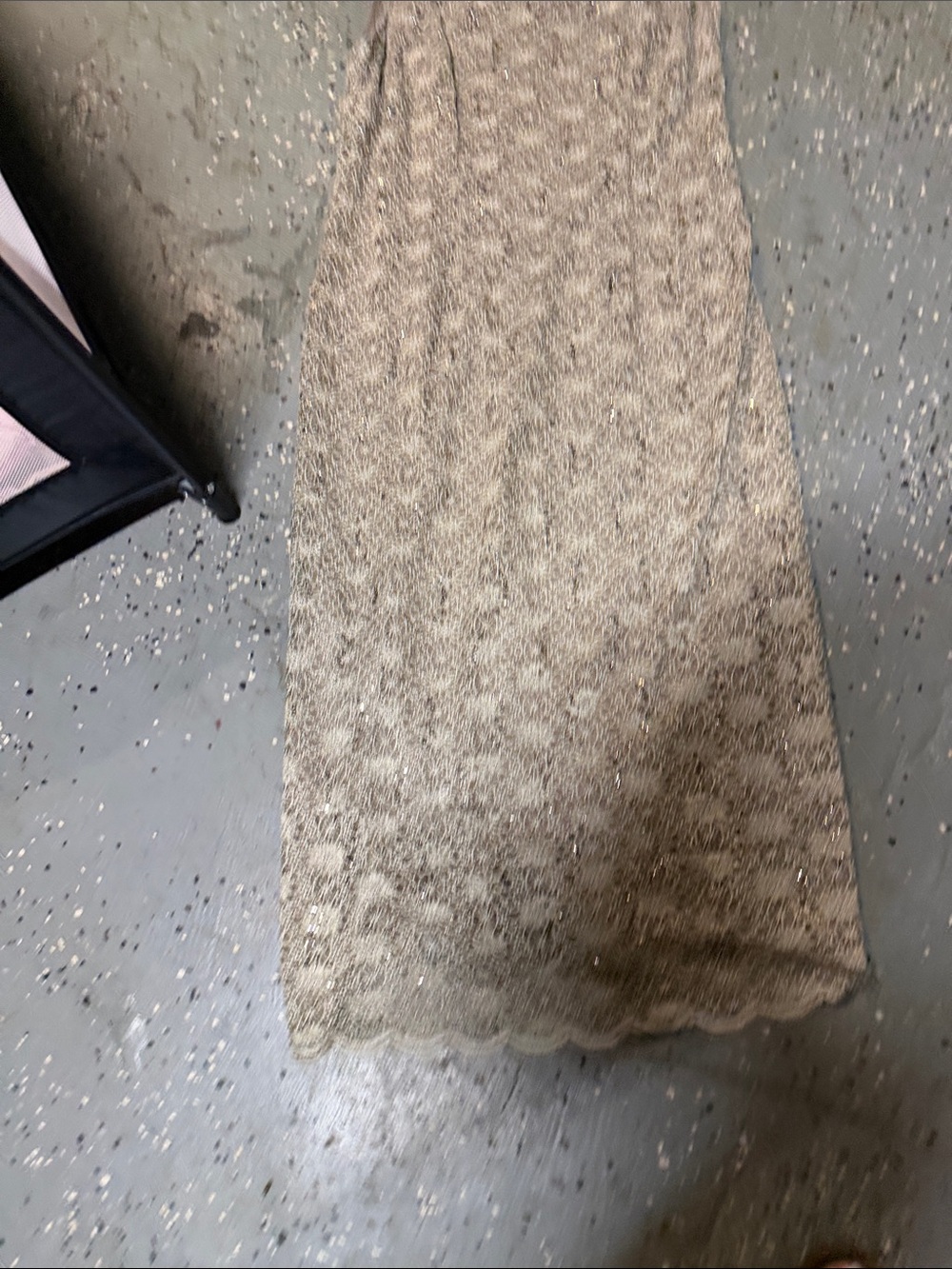 R&M Richards Beige Lace Maxi dress with Scalloped Hem with matching top